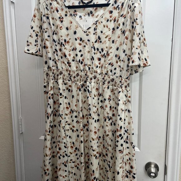 NWT BloomChic Cream with Spots Pocket Short Sleeve Dress Size 1X - Picture 3 of 6